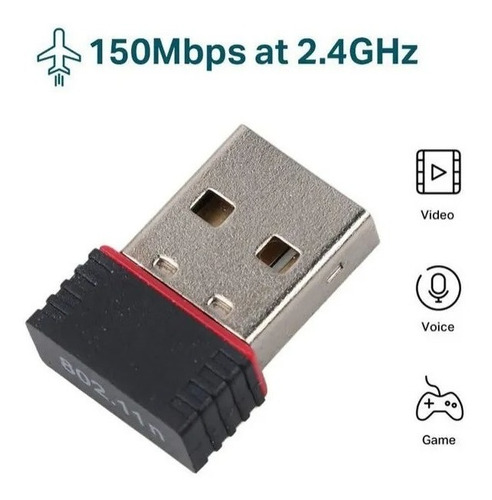 Imagen 3 de 4 de Antena Usb Wifi Tarjeta Nano Adaptador 150mbps 802.11n Pc
