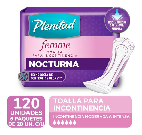 Plenitud Toalla Nocturna Femme X 20 Unidades Pack X 6