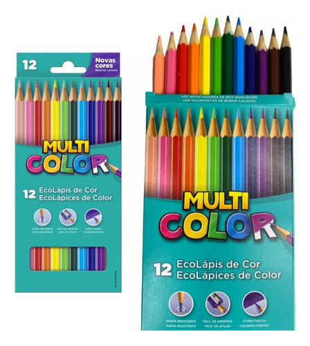 Kit 2 Lápis De Cor Multicolor Faber Castell Escolar 12 Cores