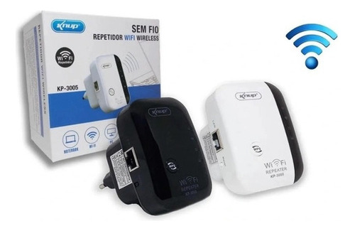 Repetidor Wi-fi De Sinal Wireless 300mbps Rj45 Kp-3005 Cor Preto