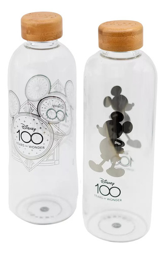 Set 2 Botellas De Vidrio Disney 100, Mickey De 1.03 L