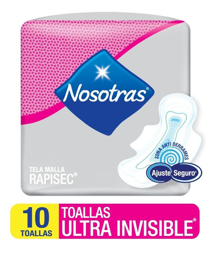 Nosotras Toallas Higiénicas Ultra Invisible Suave 10 Und