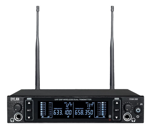 Monitor inalámbrico Dylan Dsm-300 con doble receptor UHF 100 color negro