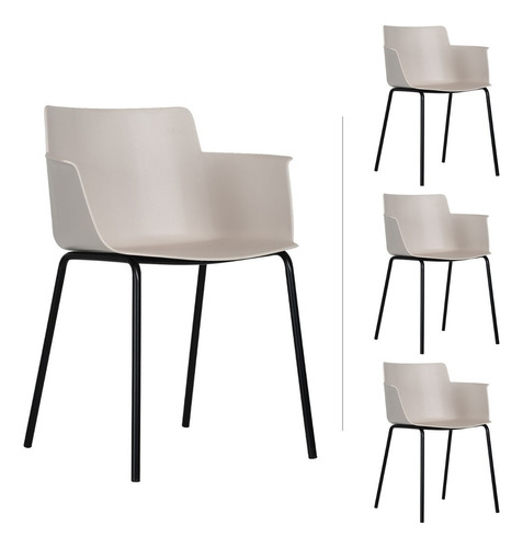 Set 4 Sillas Comedor Mundo In Potenza Minimalista Hogar Color de la estructura de la silla Metal Color del asiento Beige