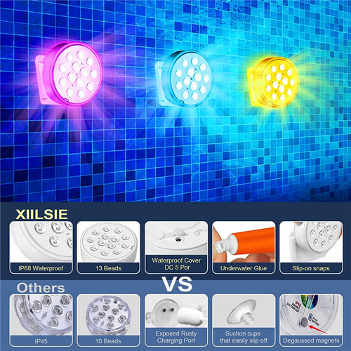 J 4pcs Luz De Piscina Recargable Por Usb, Lámpara Decorativa