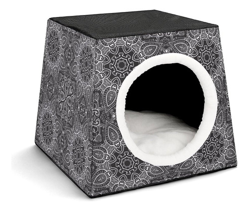 Black Mandala Paisley Dog House Cat Tent Durable Waterproof
