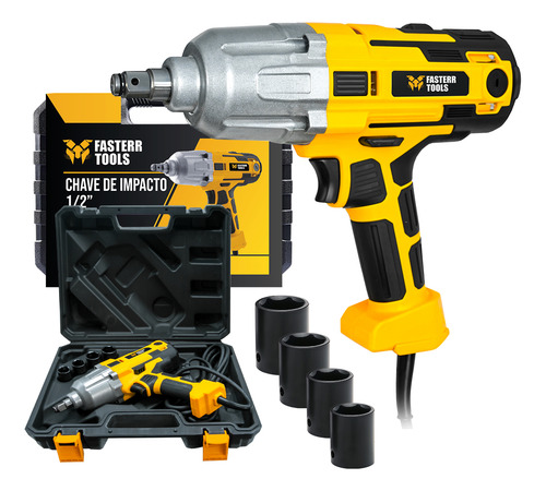 Chave De Impacto 900w C/ Acessórios Fasterr Fst057 Cor Amarelo Frequência 50 Hz / 60 Hz 127v