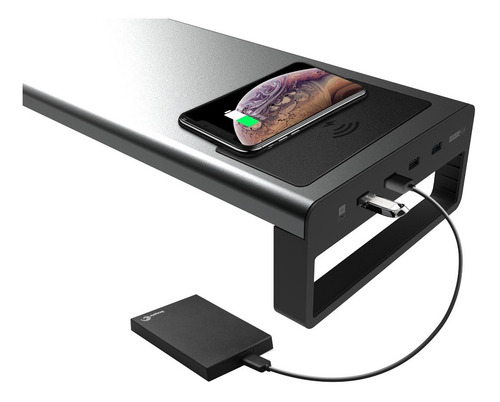 Soporte De Monitor De Altura Con 4 Usb 3.0 Y Cargador Wifi