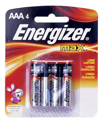 Blíster Pilas Alcalina Durabilidad Aaa 4pz Energizer Max