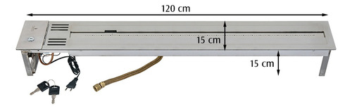 Lareira A Gás Império 120cm Inox 304 Com Chave Fogo E Art