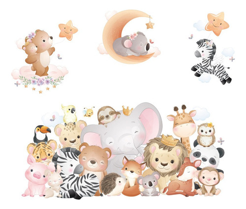 Vinilo Infantil Decorativo De Pared Animales