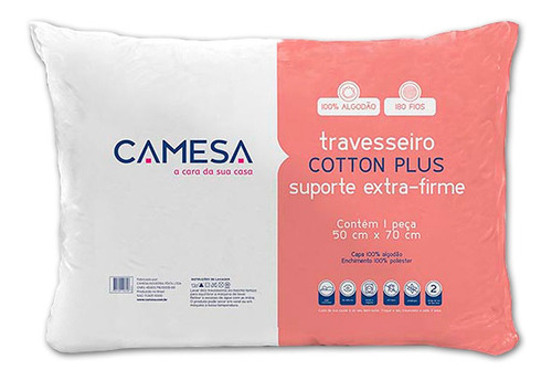 Travesseiro Cotton Plus Extra Firme 180 Fios 50x70cm Camesa
