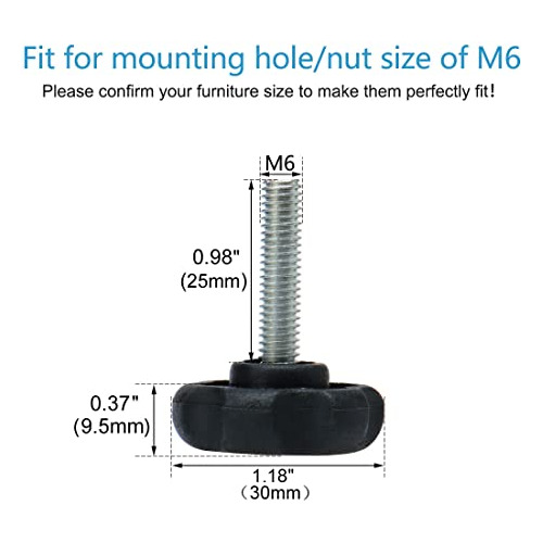 Pies De Nivelación De Tornillo Manual M6 X 25 X 30 Mm ...