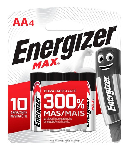 Imagen 1 de 4 de Pila Alcalina Aa Energizer Blister X4 Bateria