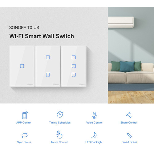 Interruptor De Luz Wi-fi Inteligente Sonoff T0us2c-tx 2g