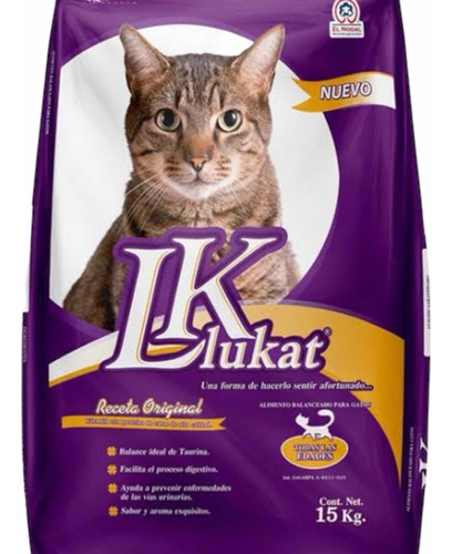 Alimento Lukat Croqueta Para Gato Adulto 15kg, 30% Proteína