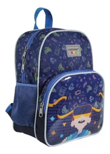 Mochila escolar Dermiwil M Container Kids Game, color azul oscuro