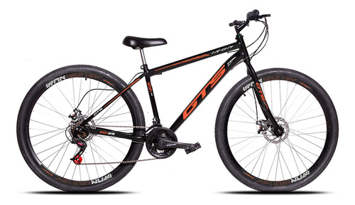 Mountain bike GTS Feel Iron aro 29 17 21v freios de disco mecânico cor preto/laranja