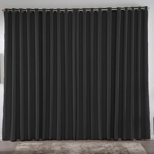 Cortina 2.00 x 1.80 m Blackout Blecaute Preto Corta Luz Em Tecido Grosso Para Quarto E Sala Casa Laura Enxovais