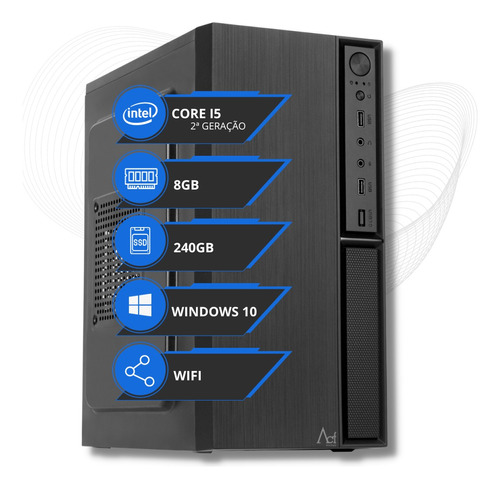 Pc Computador Cpu Intel Core I5 8gb Ssd 240gb + Wifi + Nfe
