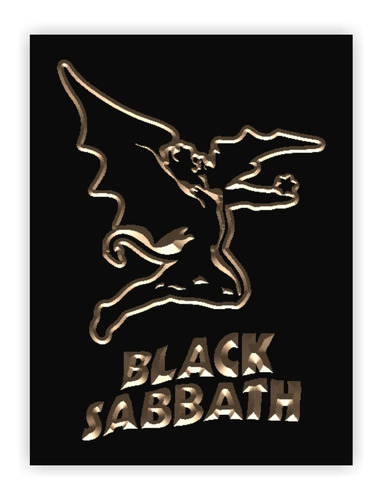 Quadro Entalhado Em Madeira - P - Black Sabbath Anjo