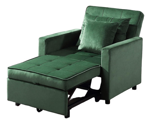 Sofa Cama Convertible 3 En 1 Franela Imitacion Verde Afuson