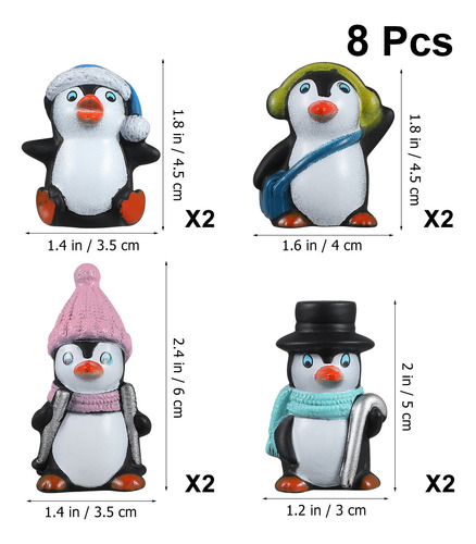 Figuras Decorativas De Pingüino Nuobesty, 8 Piezas, Con Dise