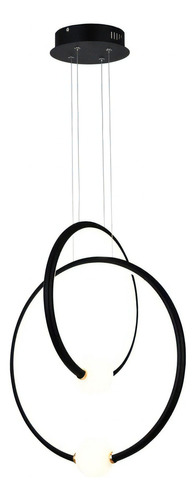 Lustre Luminaria Pendente Moderno Led 45w Circulo Bola 43x33 Cor Preto