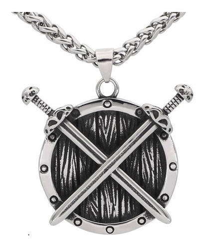 Collar Vikingo Espadas Escudo Odin Acero Inoxidable Hombre