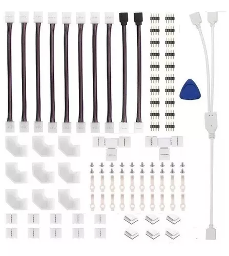 Kit de conector de tira de luces LED, juego de accesorios de tira LED para  5050 4 pines 0.394 in RGB tiras de luz LED con conectores clips y