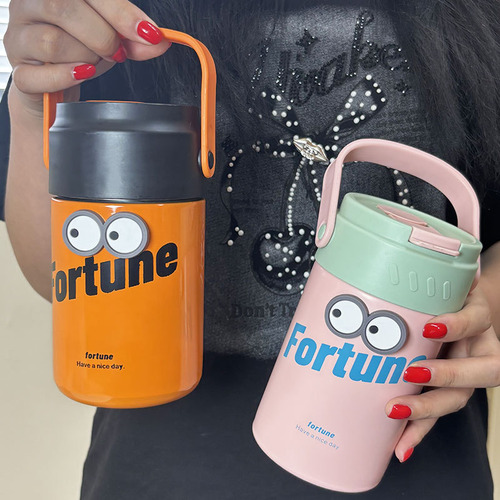 Taza Portátil De Acero Inoxidable Con Pajita