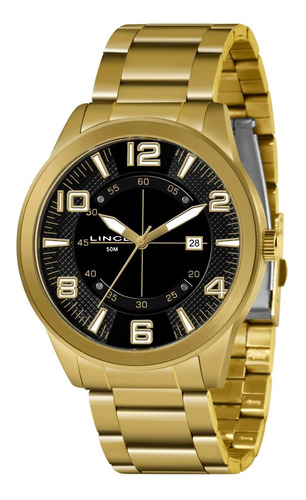 Relógio Lince Masculino Ref: Mrg4695l P2kx Casual Dourado