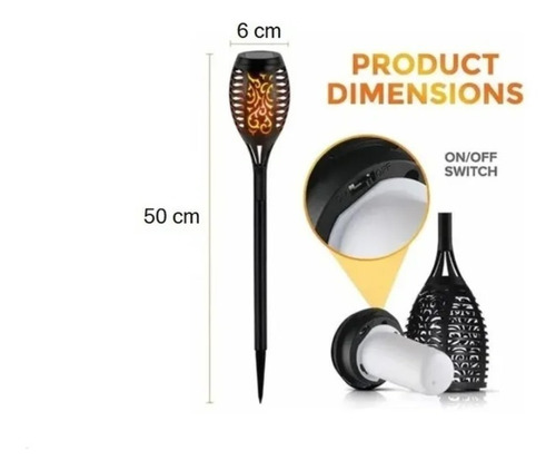 Imagen 2 de 10 de Pack X4 Lampara Luces Solares Antorchas Led Estaca