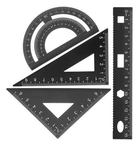 Juego De 4 Reglas De Metal Para Bricolaje Con Transportador