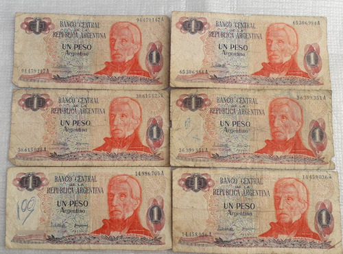 Billetes Argentina 1 Pesos San Martin Argentina X 12