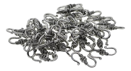 30 Cuentas De Plata Antigua Con Cierre De Gancho En Forma
