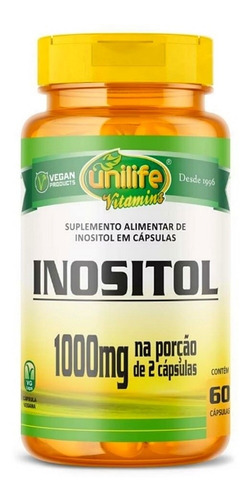 Inositol 1000mg Por Porción Unilife (60 Caps Veganas)