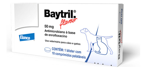 Baytril Flavour 50mg C/ 10 Comprimidos Palatáveis
