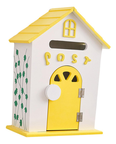Buzón De Correo De Madera Para Jardín, Montaje En Amarillo