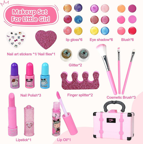 Set De Maquillaje Lavable Para Niños Pequeños De 32 Piezas C