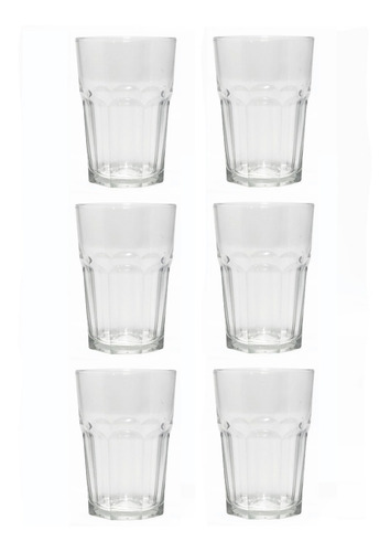 Vaso Bar Durax Vidrio Gaseosa Facetado Simil Nadir 2711 X6