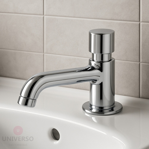 Torneira Automática 1193 Mesa Luxo Para Cuba 100% Metal Acabamento Brilhante Cor Prateado