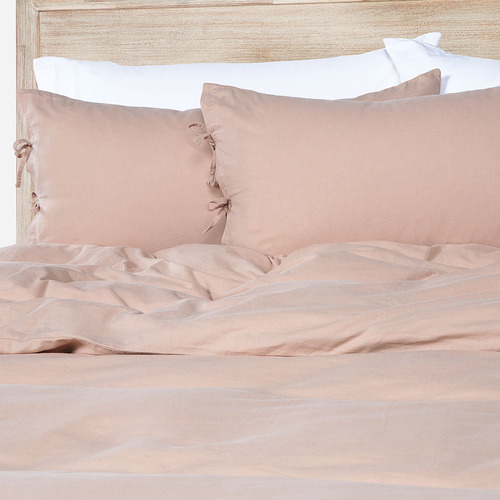 Funda Plumón Lino-algodón Pure Liso Rosa Nude Súper King