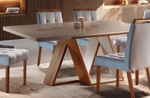 Mesa De Jantar Moderna - Sophia-2,20x1,10m - Requinte Salas