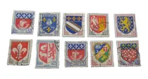 Comprar Timbres Postales Francia Escudos Y Ciudades 1950 Set 10 Pzas