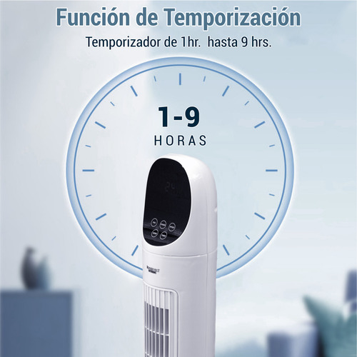 Ventilador De Torre Temporizador De 9 Hrs Control Manual 1.016 M 127 V 60hz 40w Blanco