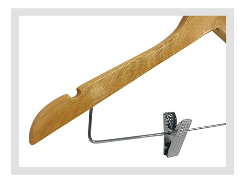 Imagen 3 de 5 de Perchas De Madera Con Broches Polleras Pantalones X 10 Unid