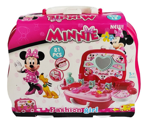 Imagem 4 de 4 de Kit Maleta Penteadeira Da Minnie C/ 21 Peças Fashion Girl