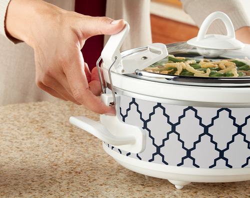 Olla Cacerola De Cocción Lenta 2.5 Qt Color Blanco Azul