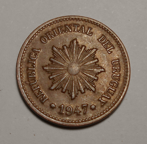 Uruguay Escasos 2 Centésimos 1947 - Km#20a - Ceca Santiago